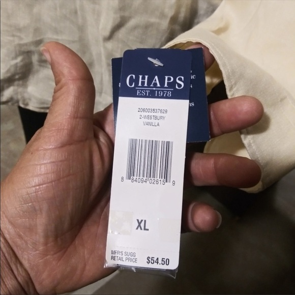 Chaps - Cream/Vanilla Linen Buttondown - XL - Picture 3 of 3